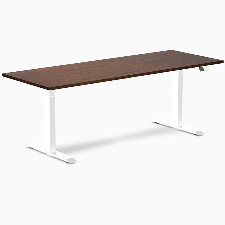Almost Perfect Desky Dual Rubberwood Sit Stand Desk-Red Walnut Desky®