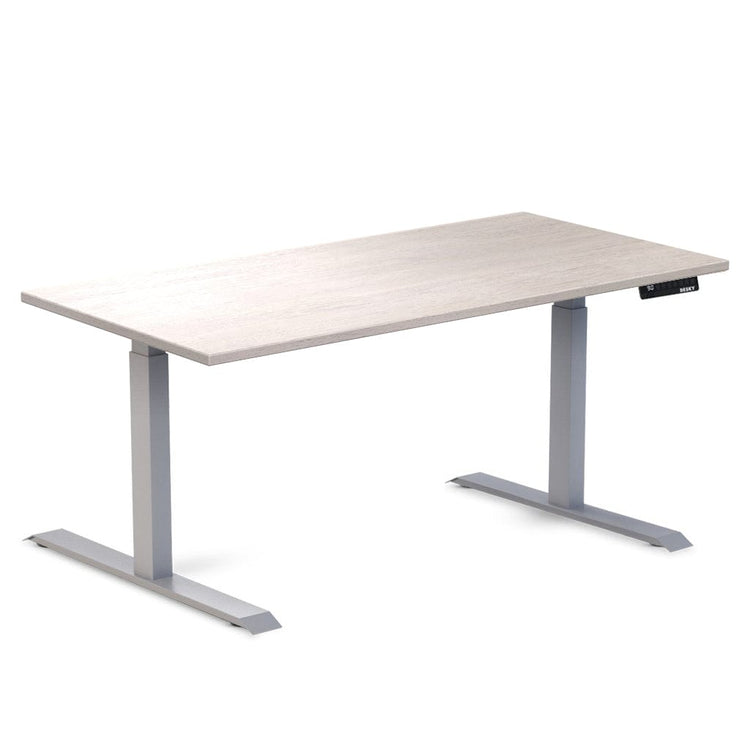 Desky Dual Rubberwood Sit Stand Desk White Brushed 1500x700/750mm - Desky