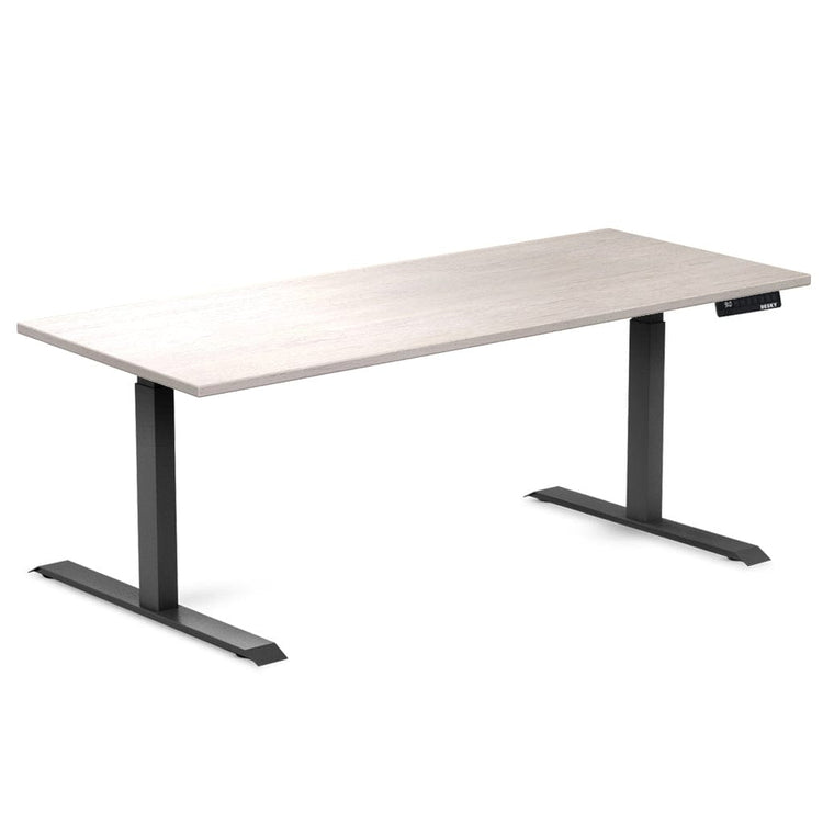 Desky Dual Rubberwood Sit Stand Desk White Brushed 1800x700/750mm - Desky