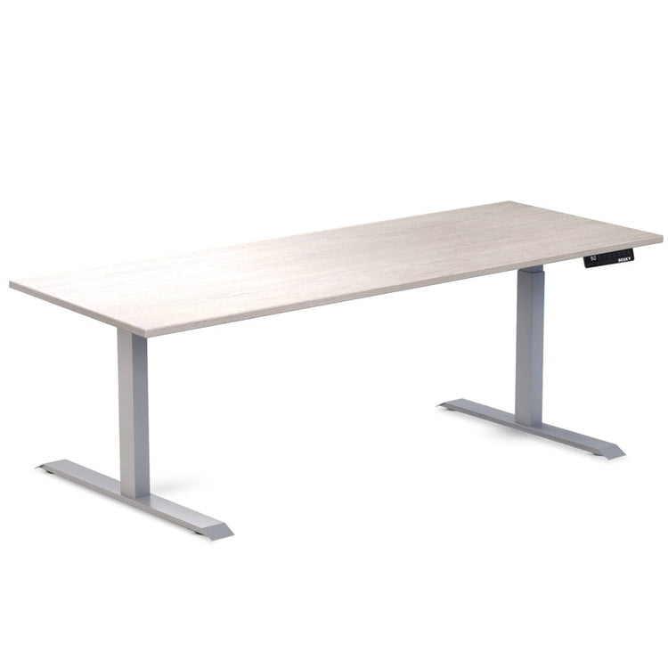 Desky Dual Rubberwood Sit Stand Desk White Brushed 2000x750mm - Desky