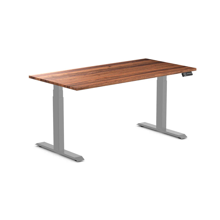 Desky Dual Hardwood Sit Stand Desk-Dual Desks-Desky-Pheasantwood-1200x750mm-Matte Black-Desky® Australia