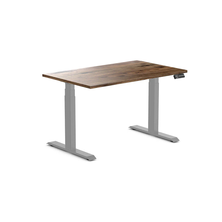 Desky Dual Hardwood Sit Stand Desk-Dual Desks-Desky-Pheasantwood-1200x750mm-Matte Black-Desky® Australia