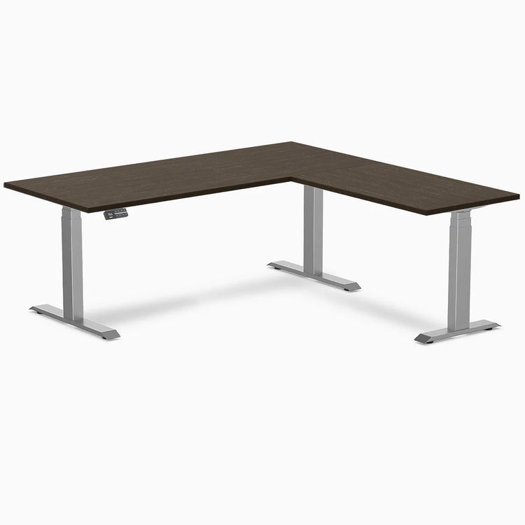 Desky Bamboo L-Shape Sit Stand Desk