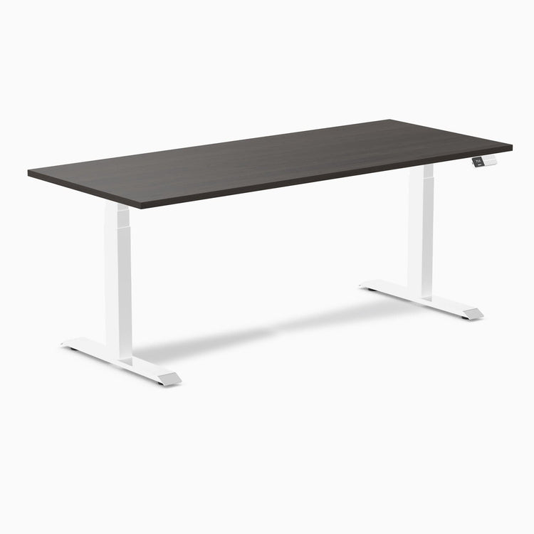 Almost Perfect Desky Dual Melamine Sit Stand Desk-Burnished Wood Desky®