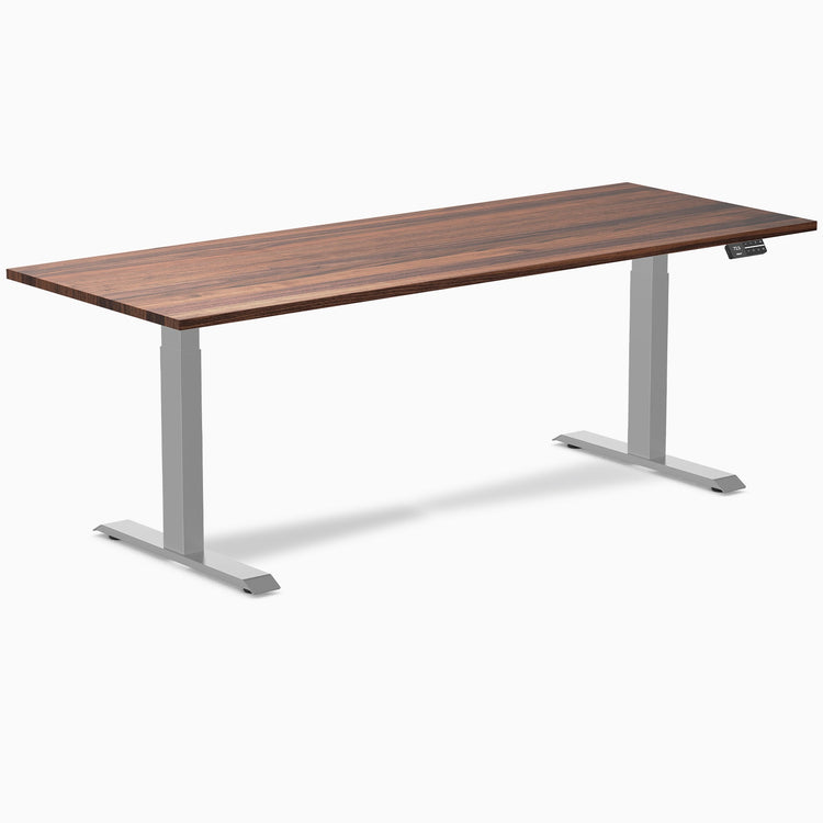 Desky Dual Hardwood Sit Stand Desk-Dual Desks-Desky-Walnut-2000x750mm-Grey-Desky® Australia