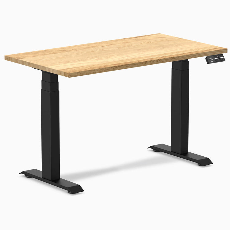 Desky Dual Mini Hardwood Sit Stand Desk-Dual Desks-Desky-White Oak-1100x600mm-Matte Black-Desky® Australia