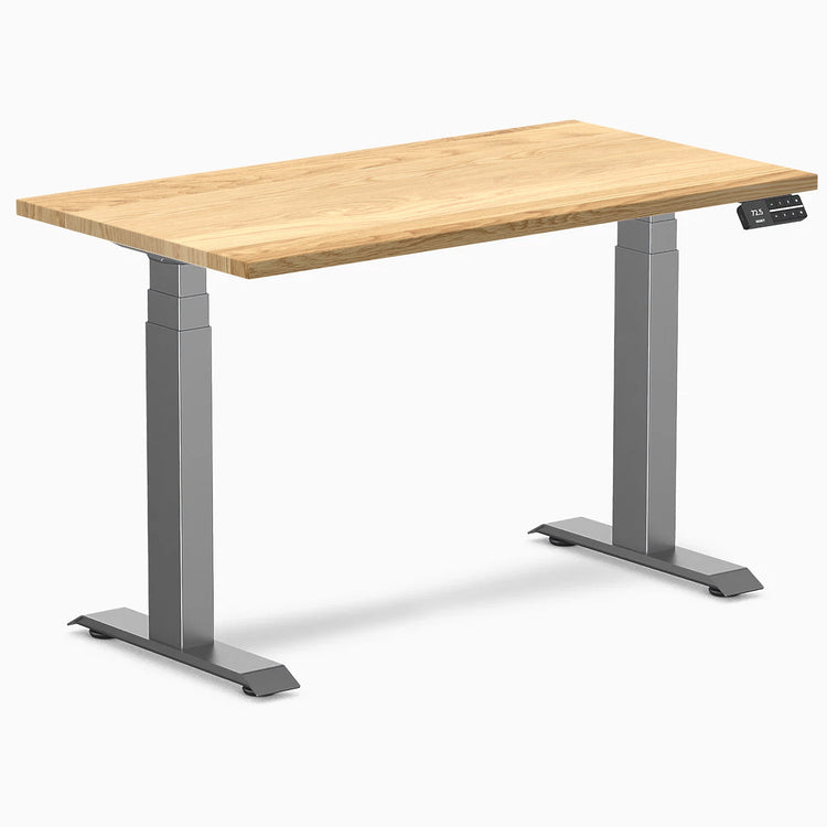 Desky Dual Mini Hardwood Sit Stand Desk-Dual Desks-Desky-White Oak-1100x600mm-Space Grey-Desky® Australia