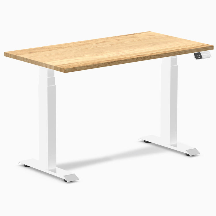 Desky Dual Mini Hardwood Sit Stand Desk-Dual Desks-Desky-White Oak-1100x600mm-White-Desky® Australia