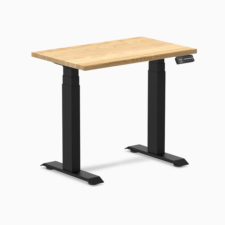 Desky Dual Mini Hardwood Sit Stand Desk-Dual Desks-Desky-White Oak-800x500mm-Matte Black-Desky® Australia