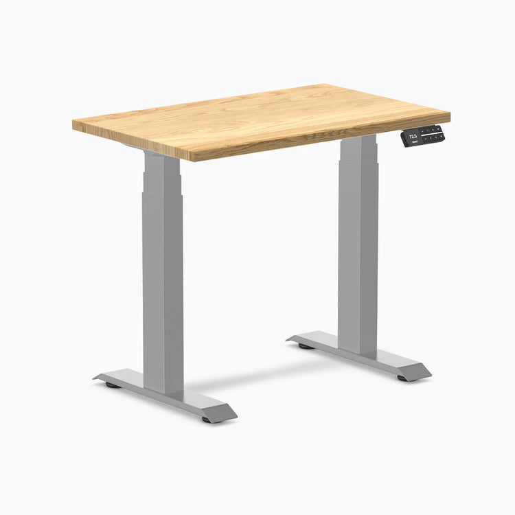 Desky Dual Mini Hardwood Sit Stand Desk-Dual Desks-Desky-White Oak-800x500mm-Grey-Desky® Australia