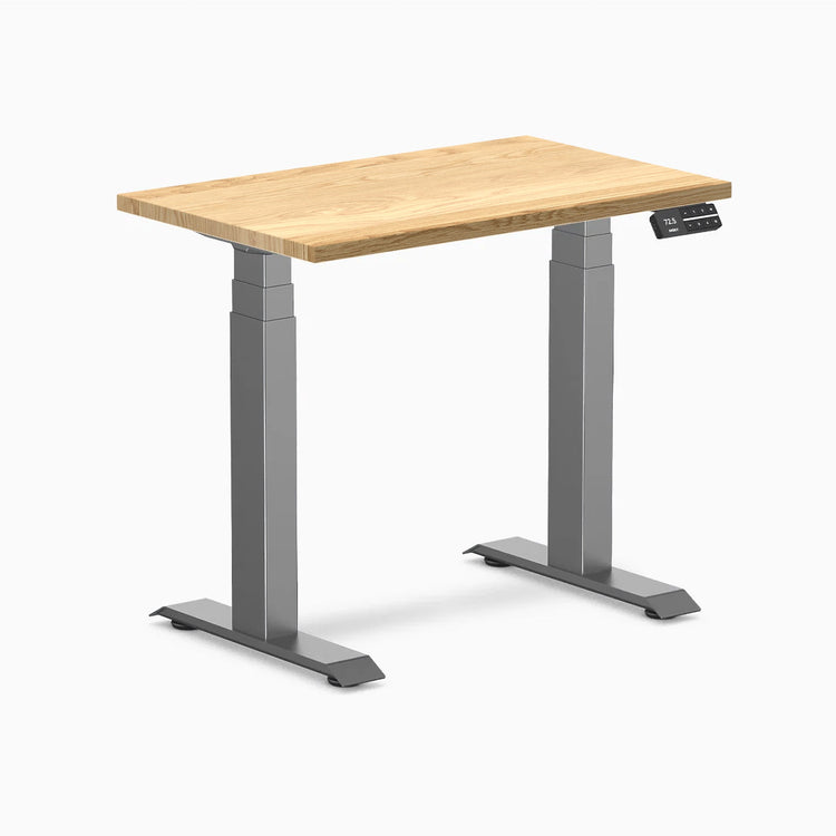 Desky Dual Mini Hardwood Sit Stand Desk-Dual Desks-Desky-White Oak-800x500mm-Space Grey-Desky® Australia