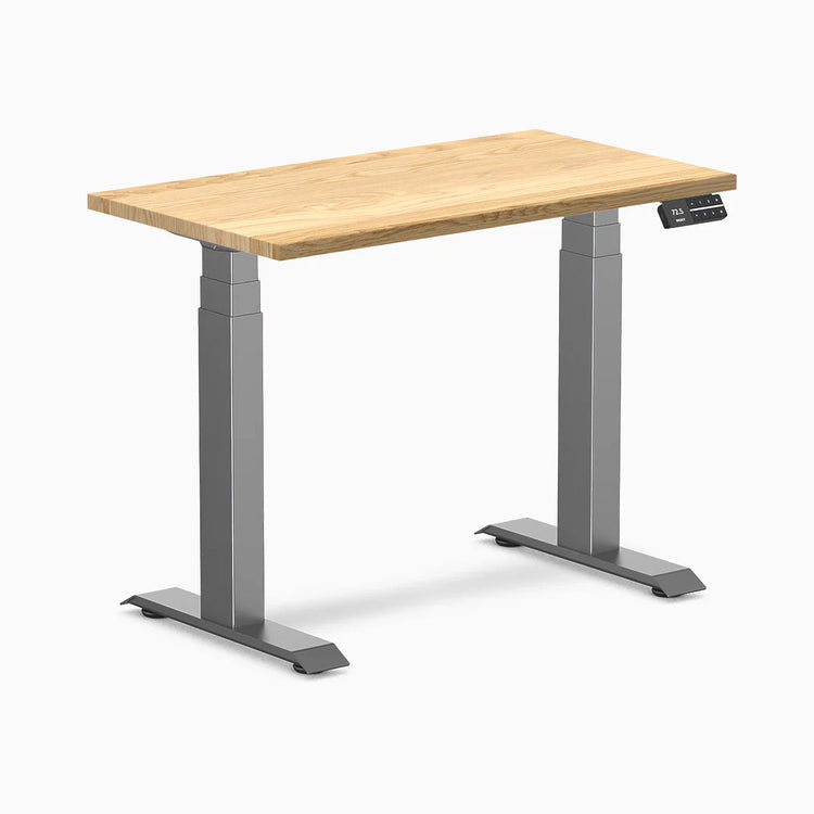 Desky Dual Mini Hardwood Sit Stand Desk-Dual Desks-Desky-White Oak-900x500mm-Space Grey-Desky® Australia