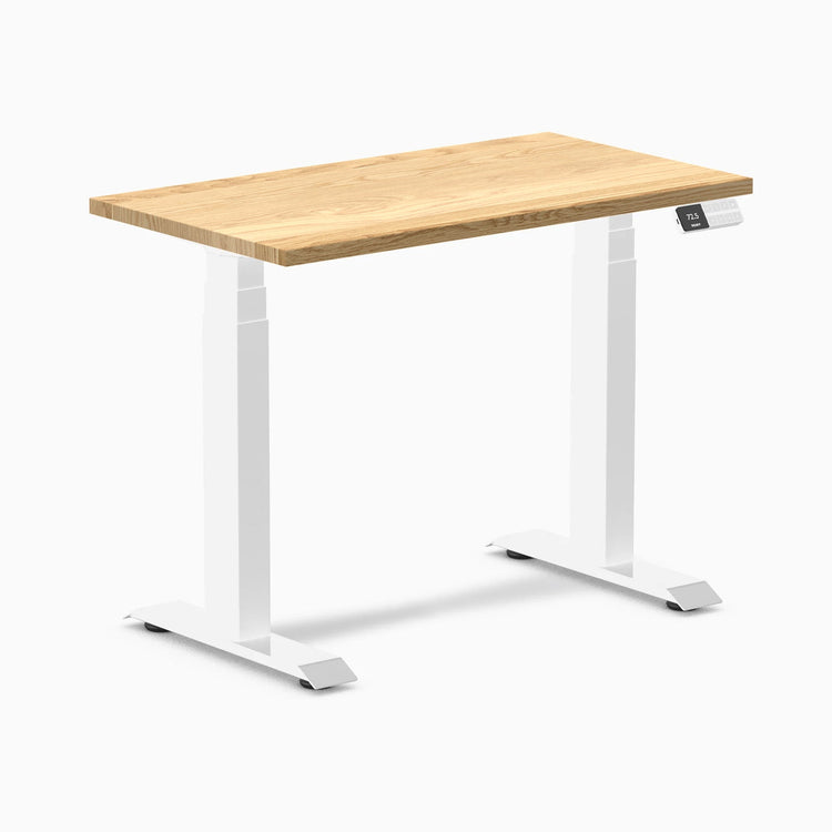 Desky Dual Mini Hardwood Sit Stand Desk-Dual Desks-Desky-White Oak-900x500mm-White-Desky® Australia