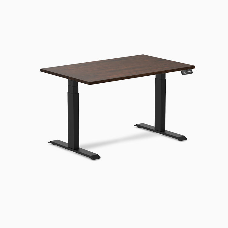 Electric Dual Rubberwood Sit Stand Desk Dark walnut - Desky