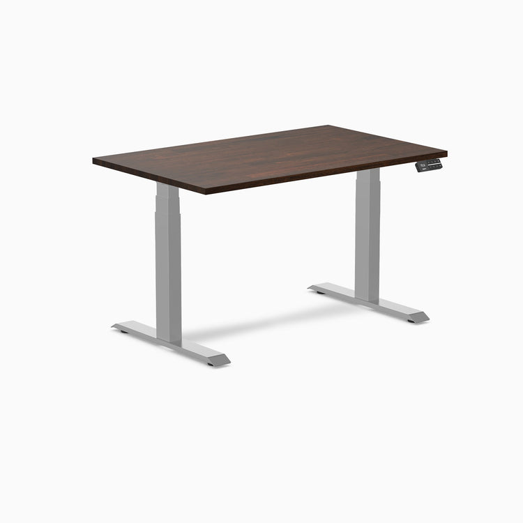 Electric Dual Rubberwood Sit Stand Desk Dark walnut - Desky
