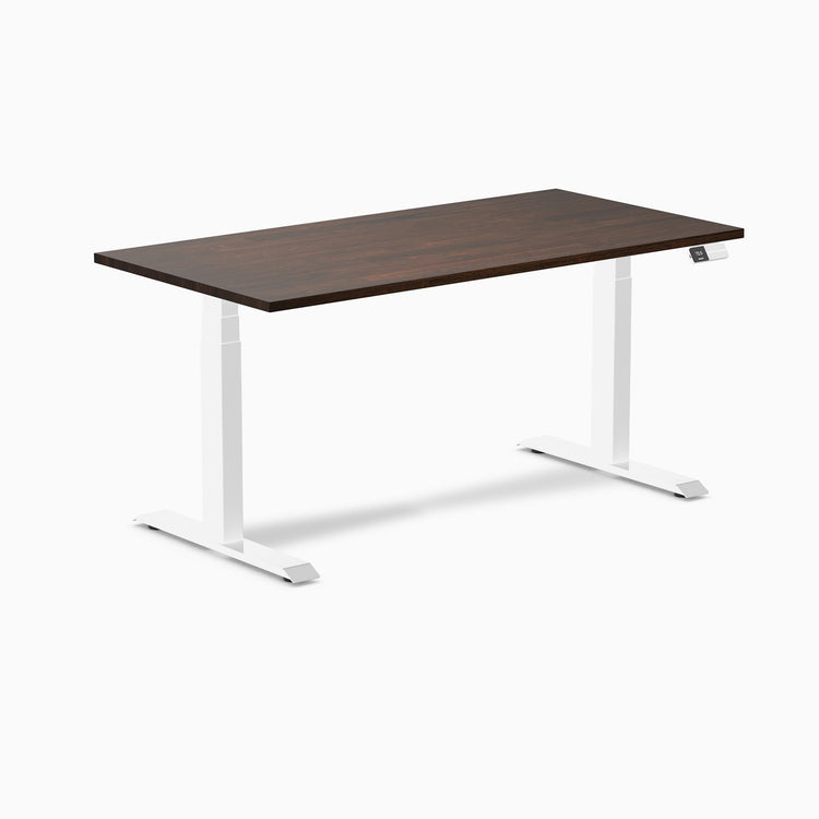 Electric Dual Rubberwood Sit Stand Desk dark walnut - Desky