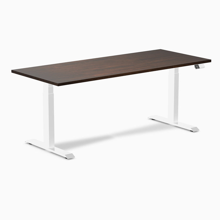 Electric Dual Rubberwood Sit Stand Desk dark walnut - Desky