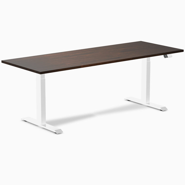 Electric Dual Rubberwood Sit Stand Desk dark walnut - Desky