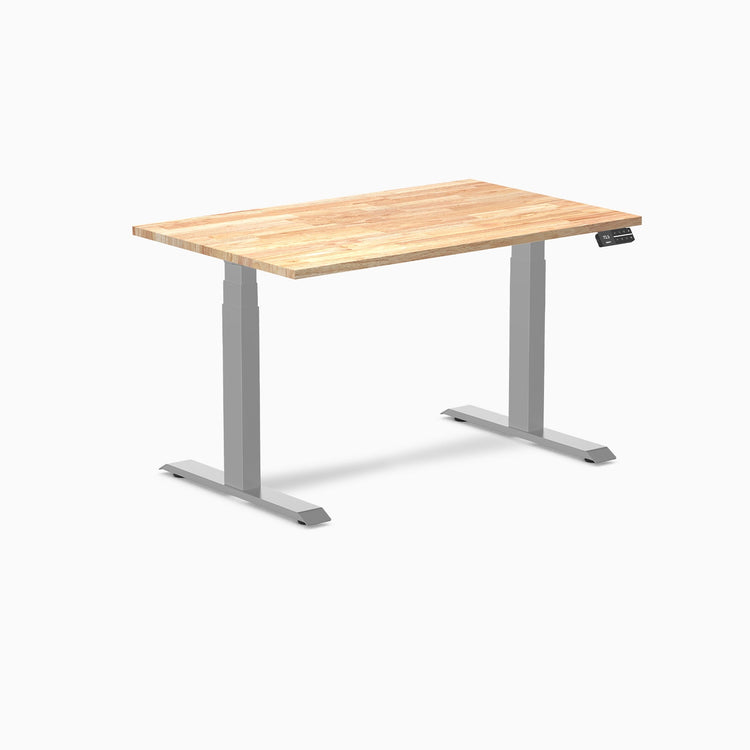 Electric Dual Rubberwood Sit Stand Desk Natural rubber - Desky