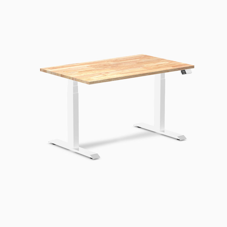 Electric Dual Rubberwood Sit Stand Desk Natural rubber - Desky