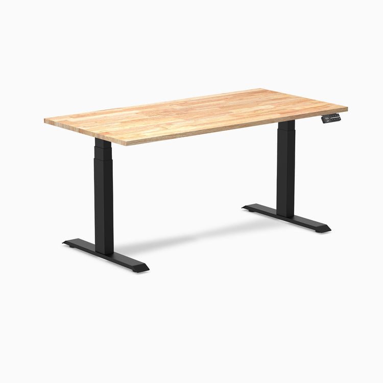 Electric Dual Rubberwood Sit Stand Desk Natural rubber - Desky