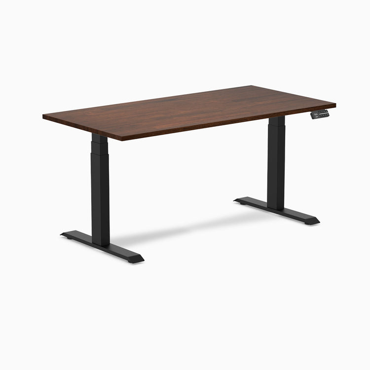 Electric Dual Rubberwood Sit Stand Desk Red walnut - Desky