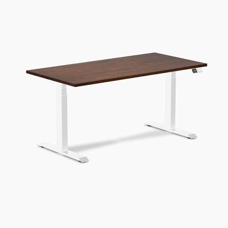 Electric Dual Rubberwood Sit Stand Desk red walnut - Desky
