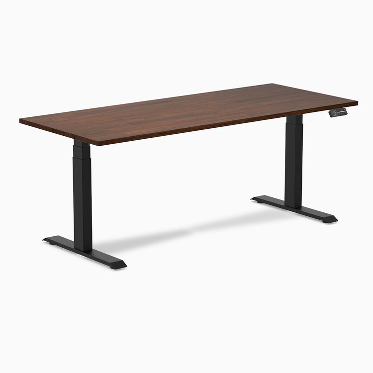 Electric Dual Rubberwood Sit Stand Desk red walnut - Desky