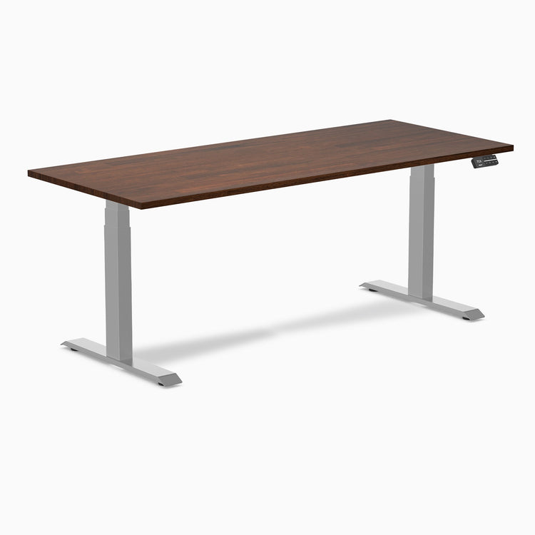 Electric Dual Rubberwood Sit Stand Desk red walnut - Desky