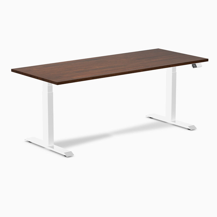 Electric Dual Rubberwood Sit Stand Desk red walnut - Desky
