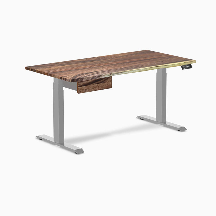 Electric dual standing desk hardwood with drawer Saman - Desky