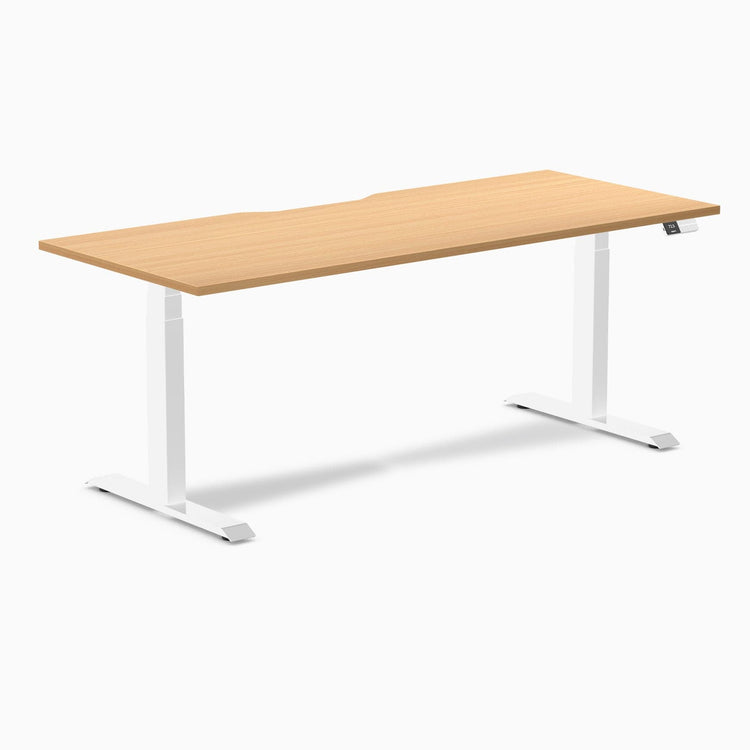Almost Perfect Desky Dual Scalloped Melamine Sit Stand Desk-Select Beech Desky®