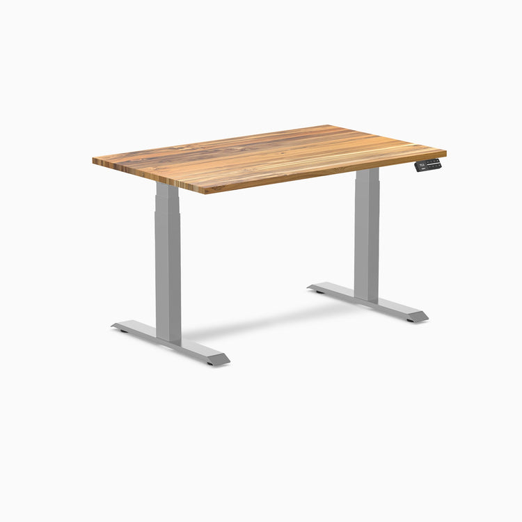 Desky Dual Hardwood Sit Stand Desk-Dual Desks-Desky-Teak-1200x750mm-Grey-Desky® Australia