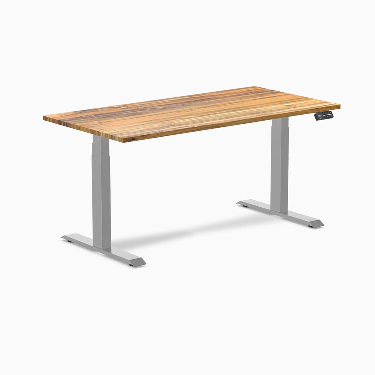 Desky Dual Hardwood Sit Stand Desk-Dual Desks-Desky-Teak-1500x750mm-Grey-Desky® Australia