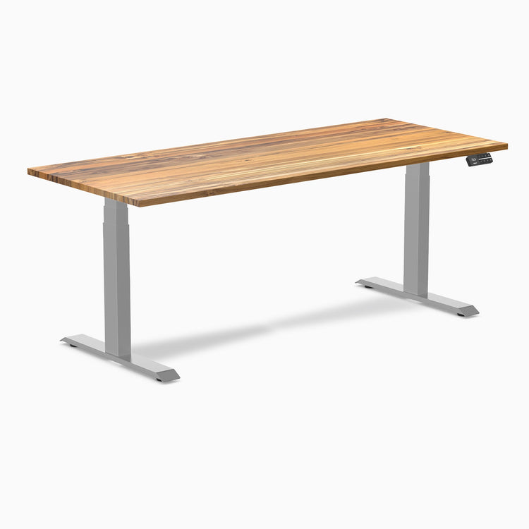 Desky Dual Hardwood Sit Stand Desk-Dual Desks-Desky-Teak-1800x750mm-Grey-Desky® Australia
