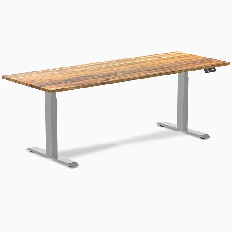Desky Dual Hardwood Sit Stand Desk-Dual Desks-Desky-Teak-2000x750mm-Grey-Desky® Australia