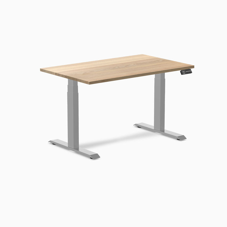 Desky Dual Hardwood Sit Stand Desk-Dual Desks-Desky-White Ash-1200x750mm-Grey-Desky® Australia