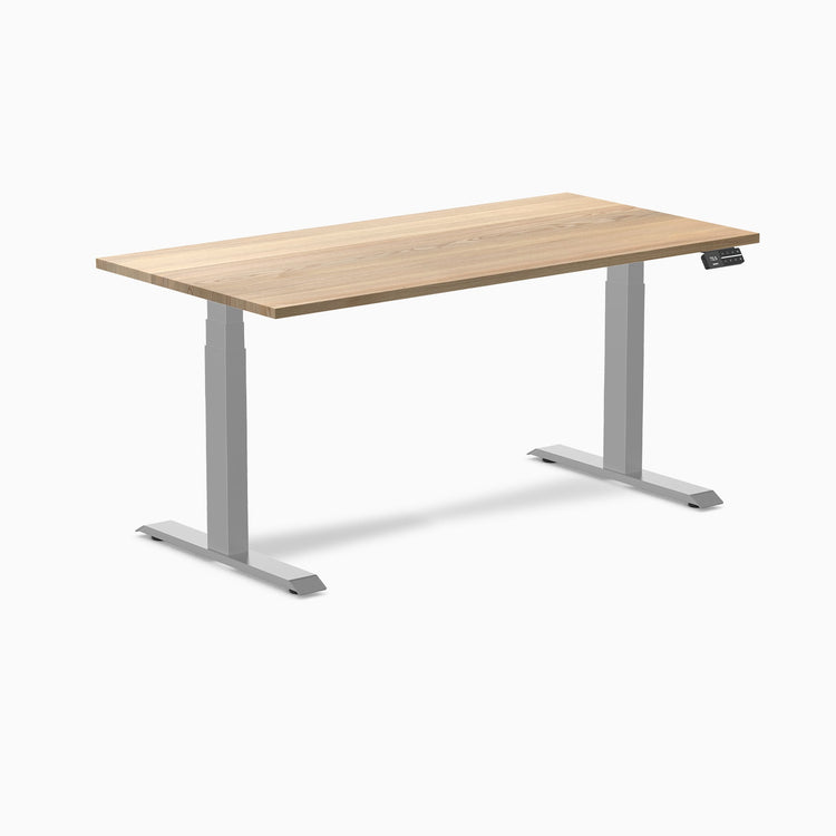 Desky Dual Hardwood Sit Stand Desk-Dual Desks-Desky-White Ash-1500x750mm-Grey-Desky® Australia