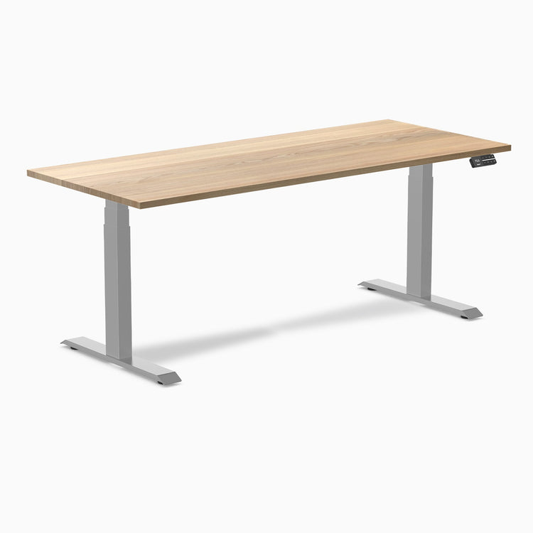 Desky Dual Hardwood Sit Stand Desk-Dual Desks-Desky-White Ash-1800x750mm-Grey-Desky® Australia