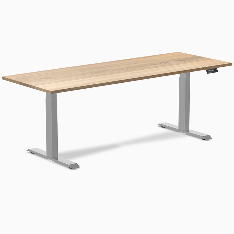 Desky Dual Hardwood Sit Stand Desk-Dual Desks-Desky-White Ash-2000x750mm-Grey-Desky® Australia