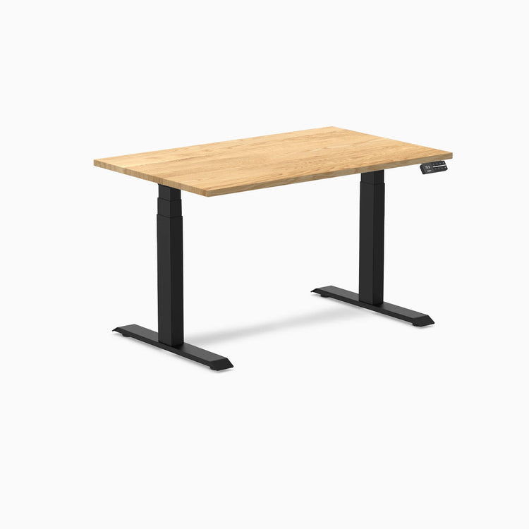 Desky Dual Hardwood Sit Stand Desk-Dual Desks-Desky-White Oak-1200x750mm-Matte Black-Desky® Australia