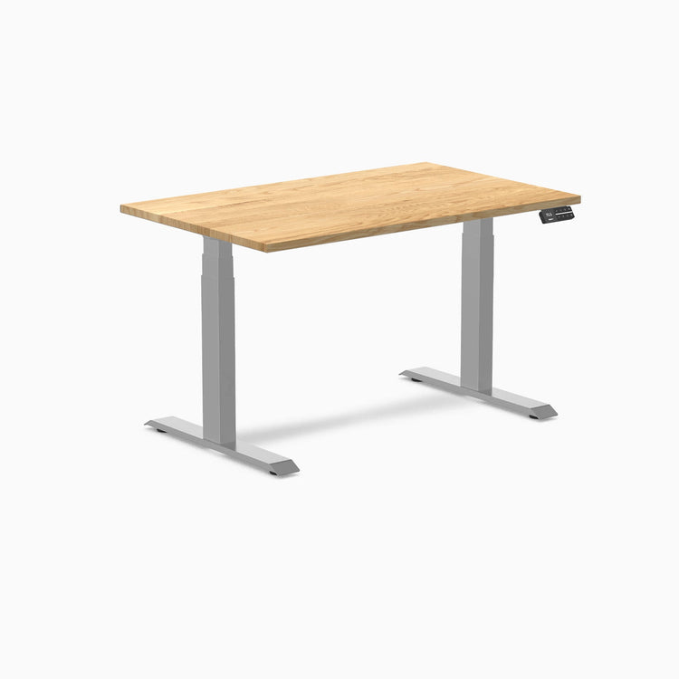 Desky Dual Hardwood Sit Stand Desk-Dual Desks-Desky-White Oak-1200x750mm-Grey-Desky® Australia
