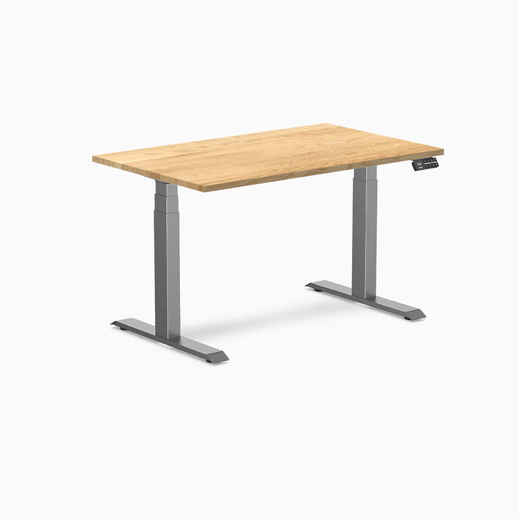 Desky Dual Hardwood Sit Stand Desk-Dual Desks-Desky-White Oak-1200x750mm-Space Grey-Desky® Australia