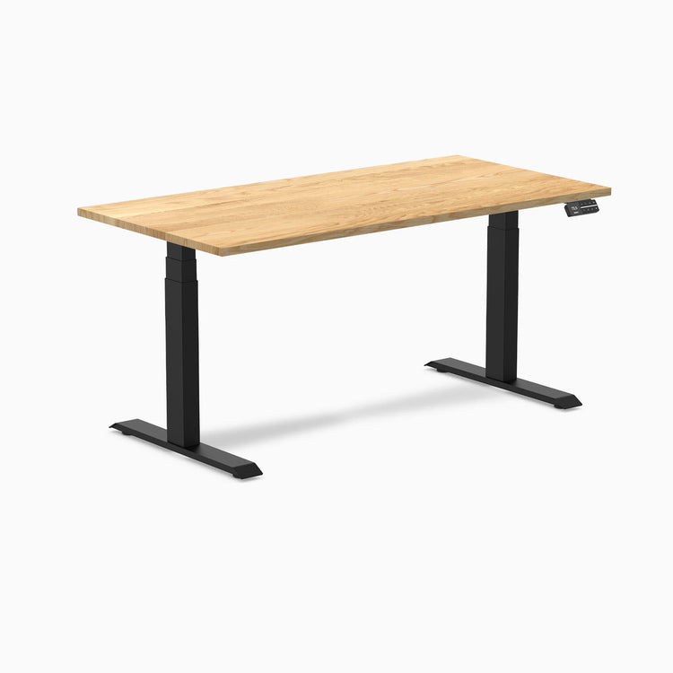 Desky Dual Hardwood Sit Stand Desk-Dual Desks-Desky-White Oak-1500x750mm-Matte Black-Desky® Australia