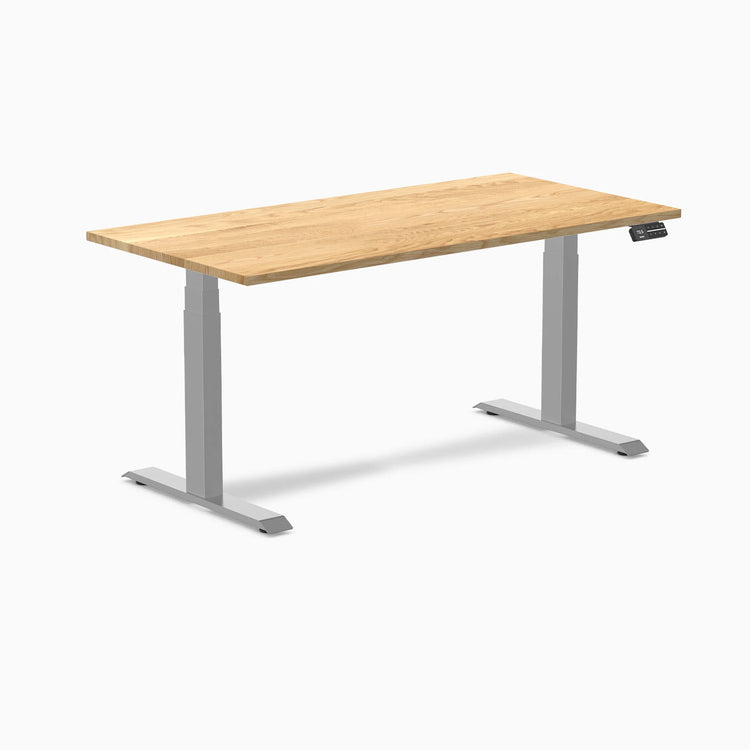Desky Dual Hardwood Sit Stand Desk-Dual Desks-Desky-White Oak-1500x750mm-Grey-Desky® Australia