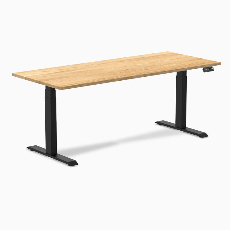 Desky Dual Hardwood Sit Stand Desk-Dual Desks-Desky-White Oak-1800x750mm-Matte Black-Desky® Australia