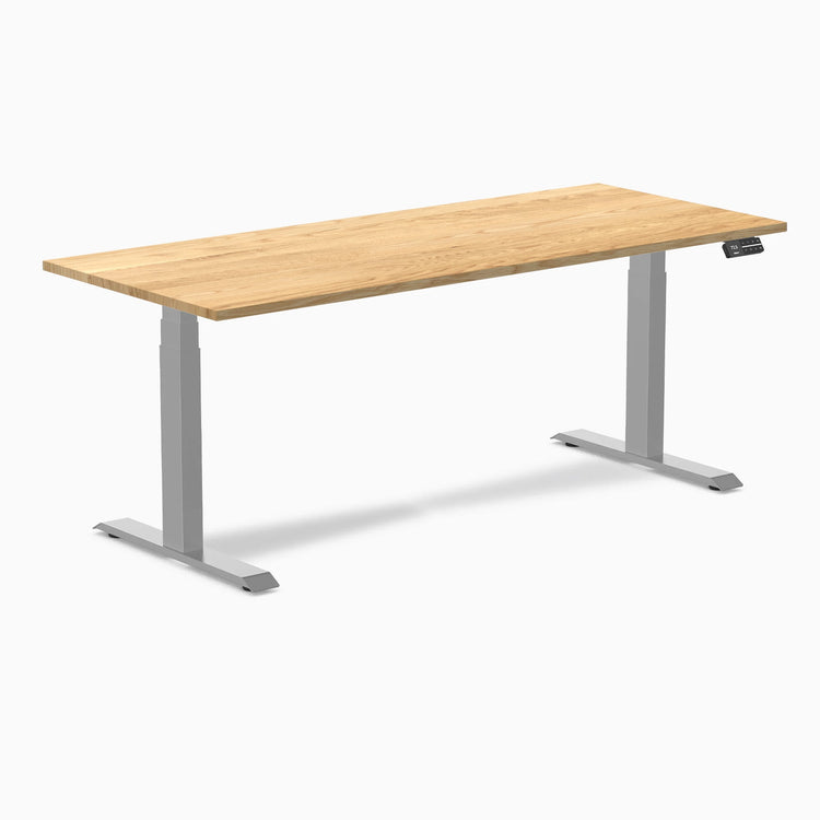 Desky Dual Hardwood Sit Stand Desk-Dual Desks-Desky-White Oak-1800x750mm-Grey-Desky® Australia