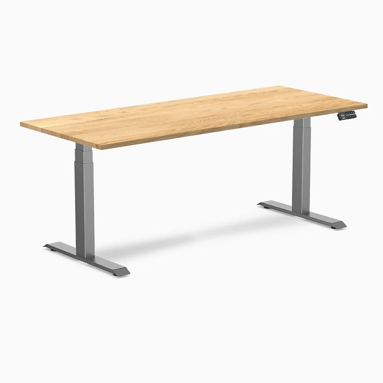 Desky Dual Hardwood Sit Stand Desk-Dual Desks-Desky-White Oak-1800x750mm-Space Grey-Desky® Australia