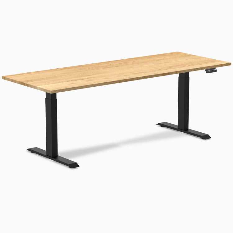 Desky Dual Hardwood Sit Stand Desk-Dual Desks-Desky-White Oak-2000x750mm-Matte Black-Desky® Australia