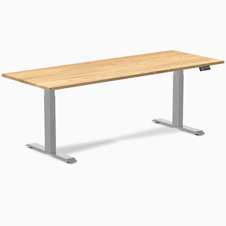 Desky Dual Hardwood Sit Stand Desk-Dual Desks-Desky-White Oak-2000x750mm-Grey-Desky® Australia